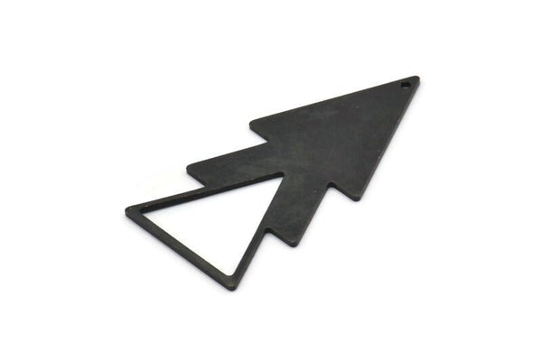 Siyah Üçgen Tılsımı, 1 Delikli 4 Oksitlenmiş Siyah Pirinç Üçgen Tılsımı (47x21x1mm) M01107