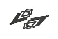 Siyah Üçgen Charm, 2 Döngülü 4 Oksitlenmiş Siyah Pirinç Elmas Charm (51x22x1mm) M01155