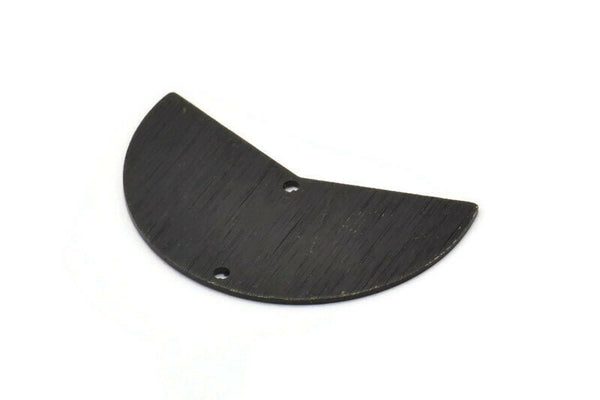 Siyah Ay Tılsımı, 2 Delikli 4 Dokulu Oksitlenmiş Siyah Pirinç Ay Tılsımı, Boşluklar (38x18x0,80 mm) M373