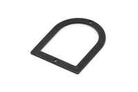 D Shape Rings - 6 Oxidized Black Brass D Shape Charms With 2 Holes, Pendants (35x28x0.80mm) M385 H0954