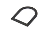 D Shape Rings - 6 Oxidized Black Brass D Shape Charms With 2 Holes, Pendants (35x28x0.80mm) M385 H0954