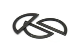 Semi Circle Charm, 4 Oxidized Black Brass Half Moon Charms With 3 Holes, Blanks, Connectors (38x17x0.80mm) M519