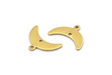 Brass Moon Charm, 24 Raw Brass Crescent Moon Charms With 1 Loop And 1 Hole (9x20x0.80mm) A2102