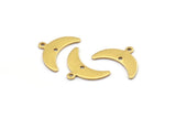 Brass Moon Charm, 24 Raw Brass Crescent Moon Charms With 1 Loop And 1 Hole (9x20x0.80mm) A2102