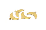Brass Moon Charm, 24 Raw Brass Crescent Moon Charms With 1 Loop And 1 Hole (9x20x0.80mm) A2102