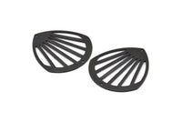Siyah Damla Charm, 2 Delikli 2 Oksitlenmiş Siyah Pirinç Damla Charm, Bağlantı Parçaları (36x33x0,80 mm) M723