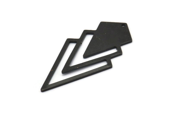 Siyah Üçgen Tılsım, 1 Delikli 4 Oksitlenmiş Siyah Pirinç Elmas Tılsım (46x22x1mm) M01172 H1261