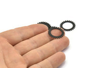 Siyah Daire Charm, 2 Oksitlenmiş Siyah Pirinç Daire Charm, Pirinç Bağlantı Parçaları, Bağlantı Parçaları, Bağlantı Parçaları (20x0,80 mm) M01613