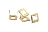 Earring Studs, 4 Raw Brass -  Brass Diamond Earrings - Brass Earrings - Earrings (22x16x1.5mm) N1541