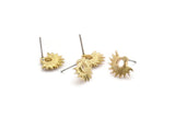 Earring Studs, 6 Raw Brass -  Brass Sun Earrings - Brass Earrings - Earrings (15x12mm) N1545