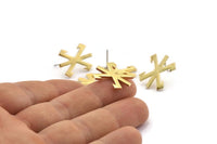 Earring Studs, 4 Raw Brass -  Raw Brass Earrings - Brass Earrings - Earrings (20x15x1.5mm) N1540