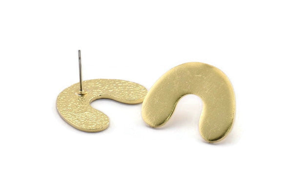 Earring Studs, 2 Raw Brass -  Brass U Shape Earrings - Brass Earrings - Earrings (26x19x1.2mm) N1543