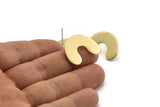 Earring Studs, 2 Raw Brass -  Brass U Shape Earrings - Brass Earrings - Earrings (26x19x1.2mm) N1543