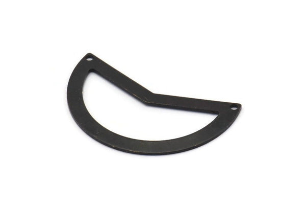 Black Moon Charm, 6 Oxidized Black Brass Moon Charms With 2 Holes, Blanks (38x18x0.80mm) M229