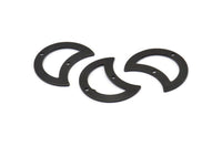 Siyah Ay Tılsımı, 2 Delikli, Boşluklu, Buluntulu 6 Oksitlenmiş Siyah Pirinç Ay Tılsımı (25x15x0,70 mm) M772