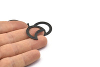 Siyah Ay Tılsımı, 2 Delikli, Boşluklu, Buluntulu 6 Oksitlenmiş Siyah Pirinç Ay Tılsımı (25x15x0,70 mm) M772