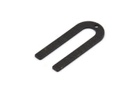 U Shaped Charm, 8 Textured Oxidized Black Brass U Shaped Charms With 1 Hole, Blanks (30x13x0.80mm) M168