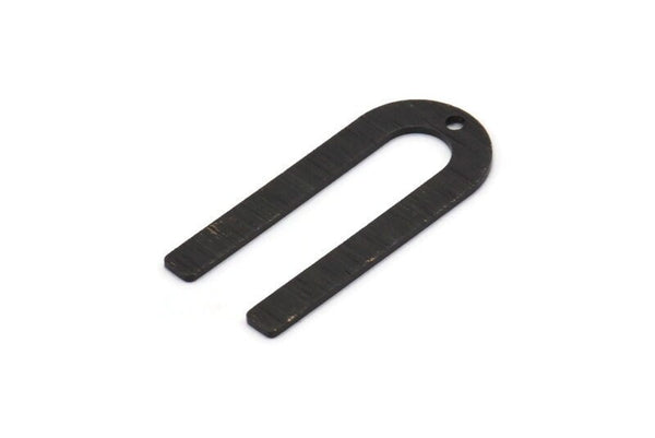 U Shaped Charm, 8 Textured Oxidized Black Brass U Shaped Charms With 1 Hole, Blanks (30x13x0.80mm) M168