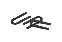 U Shaped Charm, 8 Textured Oxidized Black Brass U Shaped Charms With 1 Hole, Blanks (30x13x0.80mm) M168
