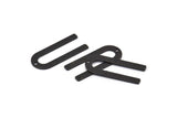 U Shaped Charm, 8 Textured Oxidized Black Brass U Shaped Charms With 1 Hole, Blanks (30x13x0.80mm) M168