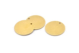 Brass Round Charm, 6 Raw Brass Round Charms With 1 Hole, Blanks (22x1mm) A2120