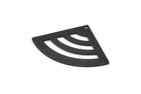 Black Triangle Charm, 4 Oxidized Black Brass Fan Charms With 1 Hole, Stamping Blanks, Findings (40x28x0.80mm) M204