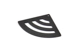 Black Triangle Charm, 4 Oxidized Black Brass Fan Charms With 1 Hole, Stamping Blanks, Findings (40x28x0.80mm) M204