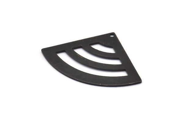Black Triangle Charm, 4 Oxidized Black Brass Fan Charms With 1 Hole, Stamping Blanks, Findings (40x28x0.80mm) M204