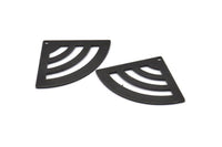 Black Triangle Charm, 4 Oxidized Black Brass Fan Charms With 1 Hole, Stamping Blanks, Findings (40x28x0.80mm) M204