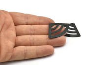 Black Triangle Charm, 4 Oxidized Black Brass Fan Charms With 1 Hole, Stamping Blanks, Findings (40x28x0.80mm) M204