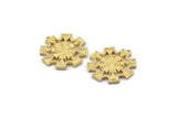 Brass Badge Charm, 1 Raw Brass Rosette Charm Pendants With 1 Loop, Earrings (31x28mm) N1536