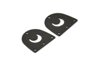 Siyah Ay Tılsımı, 4 Delikli 12 Oksitlenmiş Siyah Pirinç D Şeklinde Tılsım (16x17x0,50 mm) M1067