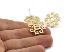 Earring Studs, 4 Raw Brass -  Raw Brass Earrings - Brass Earrings - Earrings (21x21x1.5mm) N1534
