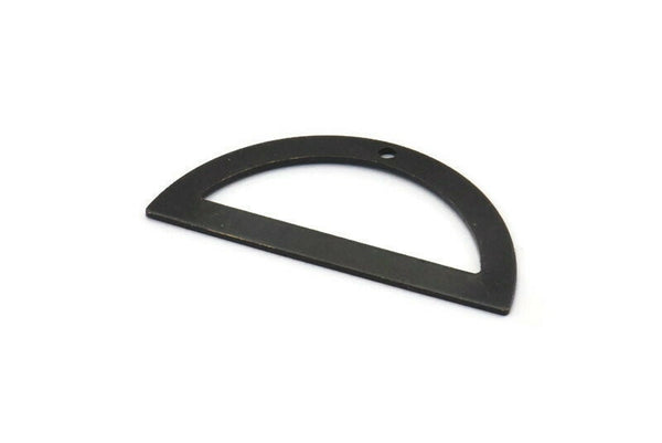 Yarım Daire Charm, 1 Delikli 4 Oksitlenmiş Siyah Pirinç Yarım Ay Charm, Boşluklar, Damgalama Boşlukları (38x17x0,80 mm) M517