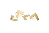 Brass Letter Earring, 12 Raw Brass V Shape Stud Earrings (12x19x0.60mm) D1008 A1828