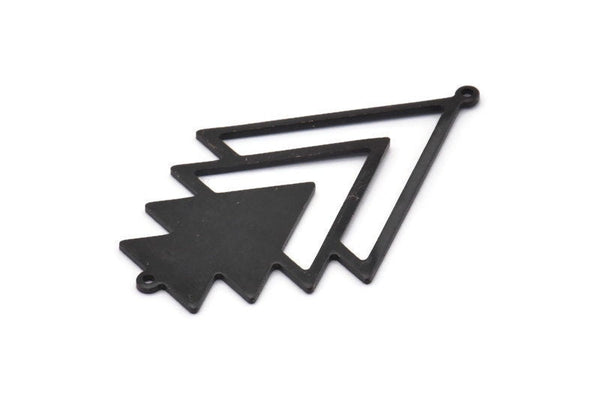 Siyah Üçgen Tılsımı, 2 Döngülü 2 Oksitlenmiş Siyah Pirinç Ağaç Tılsımı (51x33x1mm) M01222