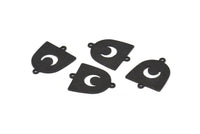 Siyah Ay Tılsımı, 2 Döngülü 12 Oksitlenmiş Siyah Pirinç D Şeklinde Tılsım (21x17x0,50 mm) M1060