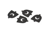 Siyah Ay Tılsımı, 2 Döngülü 12 Oksitlenmiş Siyah Pirinç D Şeklinde Tılsım (21x17x0,50 mm) M1060