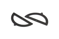 Yarım Daire Charm, 2 Delikli 4 Oksitlenmiş Siyah Pirinç Yarım Ay Charm, Boşluklar, Damgalama Boşlukları (38x20x0,80 mm) M504