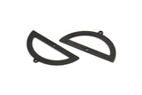Yarım Daire Charm, 2 Delikli 4 Oksitlenmiş Siyah Pirinç Yarım Ay Charm, Boşluklar, Damgalama Boşlukları (38x20x0,80 mm) M504