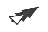 Siyah Üçgen Charm, 2 Döngülü 4 Oksitlenmiş Siyah Pirinç Üçgen Charm (51x21x1mm) M01116 H1663