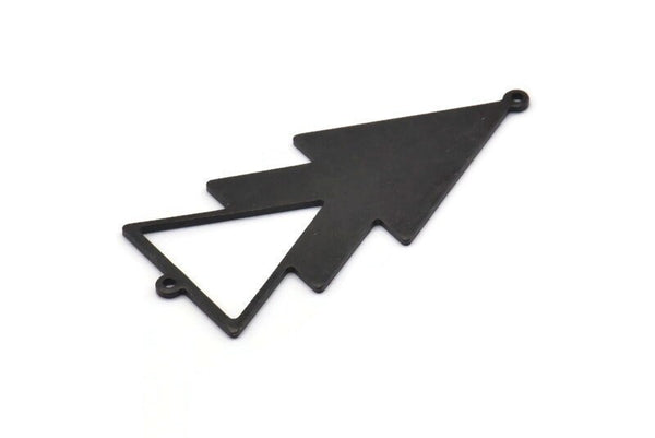 Siyah Üçgen Charm, 2 Döngülü 4 Oksitlenmiş Siyah Pirinç Üçgen Charm (51x21x1mm) M01116 H1663
