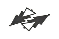 Siyah Üçgen Charm, 2 Döngülü 4 Oksitlenmiş Siyah Pirinç Üçgen Charm (51x21x1mm) M01116 H1663