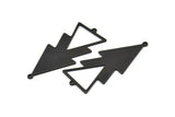 Siyah Üçgen Charm, 2 Döngülü 4 Oksitlenmiş Siyah Pirinç Üçgen Charm (51x21x1mm) M01116 H1663