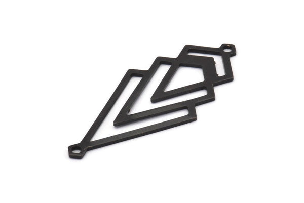 Siyah Üçgen Charm, 2 Döngülü 4 Oksitlenmiş Siyah Pirinç Elmas Charm (51x22x1mm) M01163 H1275