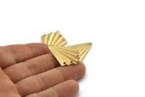 Brass Fan Charm, 12 Raw Brass Fan Shaped Charm, Earrings With 6 Holes, Pendants, Findings (32x25x0.4mm) A1720