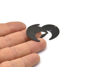 Black Moon Charm, 10 Oxidized Black Brass Horn Charms With 2 Holes, Findings, Connectors (25x12x0.50mm) D1297