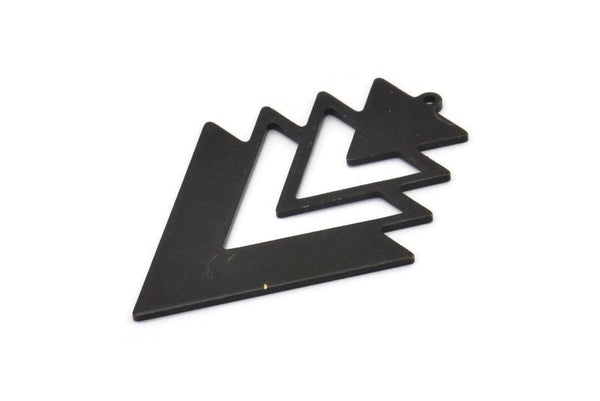 Siyah Üçgen Tılsımı, 1 Döngülü 2 Oksitlenmiş Siyah Pirinç Ağaç Tılsımı (49x33x1mm) M01230 H1280