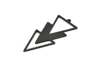Siyah Üçgen Charm, 1 Döngülü 4 Oksitlenmiş Siyah Pirinç Üçgen Charm (49x21x1mm) M01112 H1250