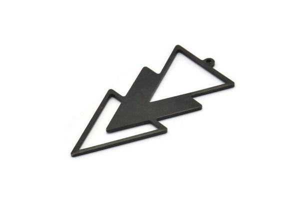 Siyah Üçgen Charm, 1 Döngülü 4 Oksitlenmiş Siyah Pirinç Üçgen Charm (49x21x1mm) M01112 H1250